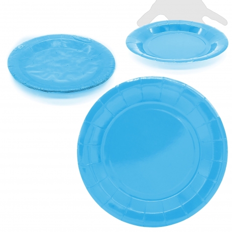 Pacote de pratos grandes de papelão na cor azul