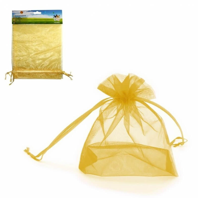 Pack de sacos de organza dourada 17x23