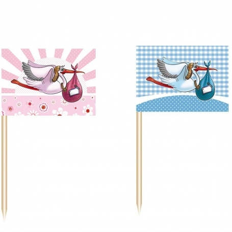 Palitos de decoração com cegonha