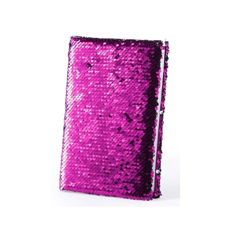 Caderno rosa de lantejoulas