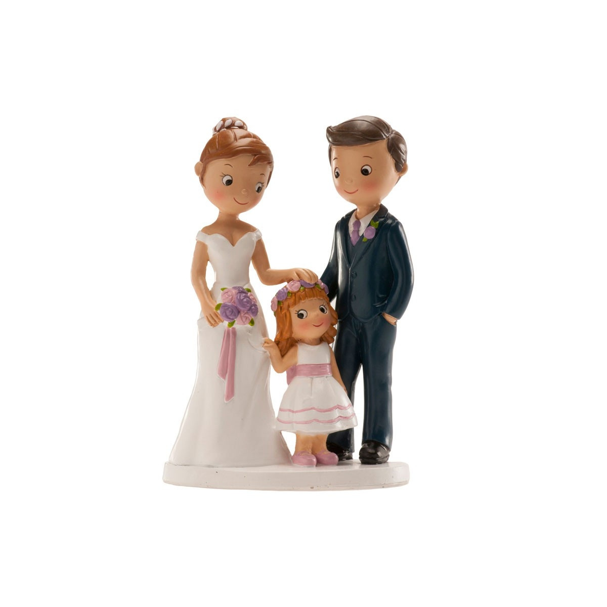 Figura noivos com menina para bolo de casamento