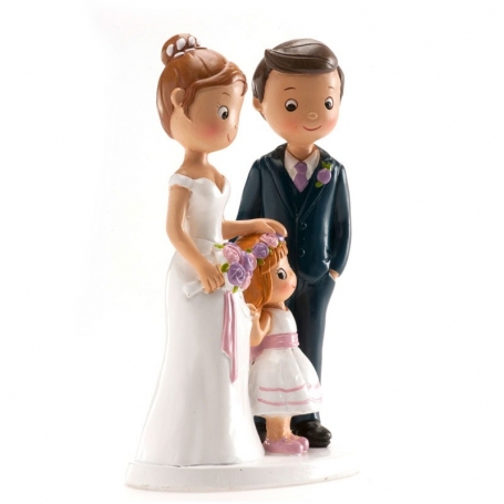 Figura noivos com menina para bolo de casamento