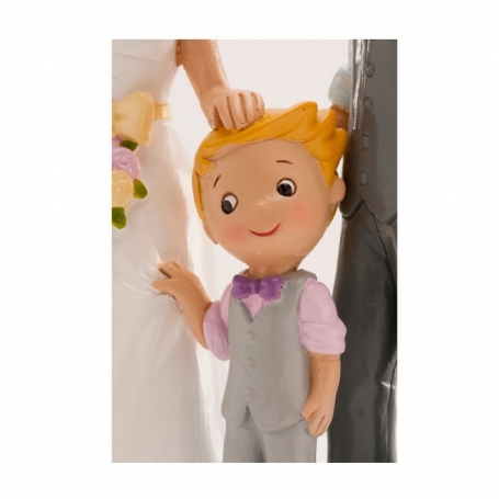 Figuras noivos com criança para bolo de casamento