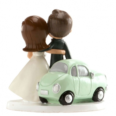 Figura noivos carro para bolo de casamento