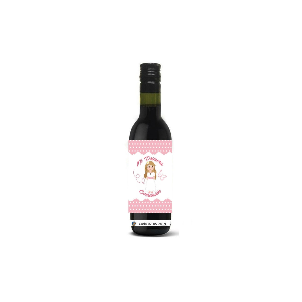 Garrafas de vinho detalhes comunhão personalizada