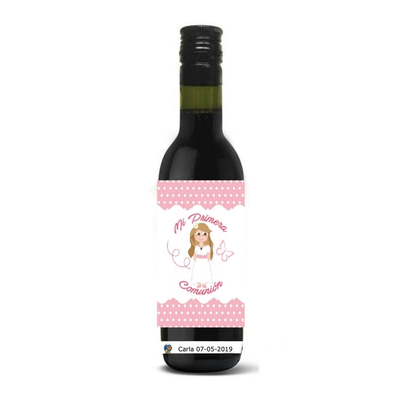 Garrafas de vinho detalhes comunhão personalizada
