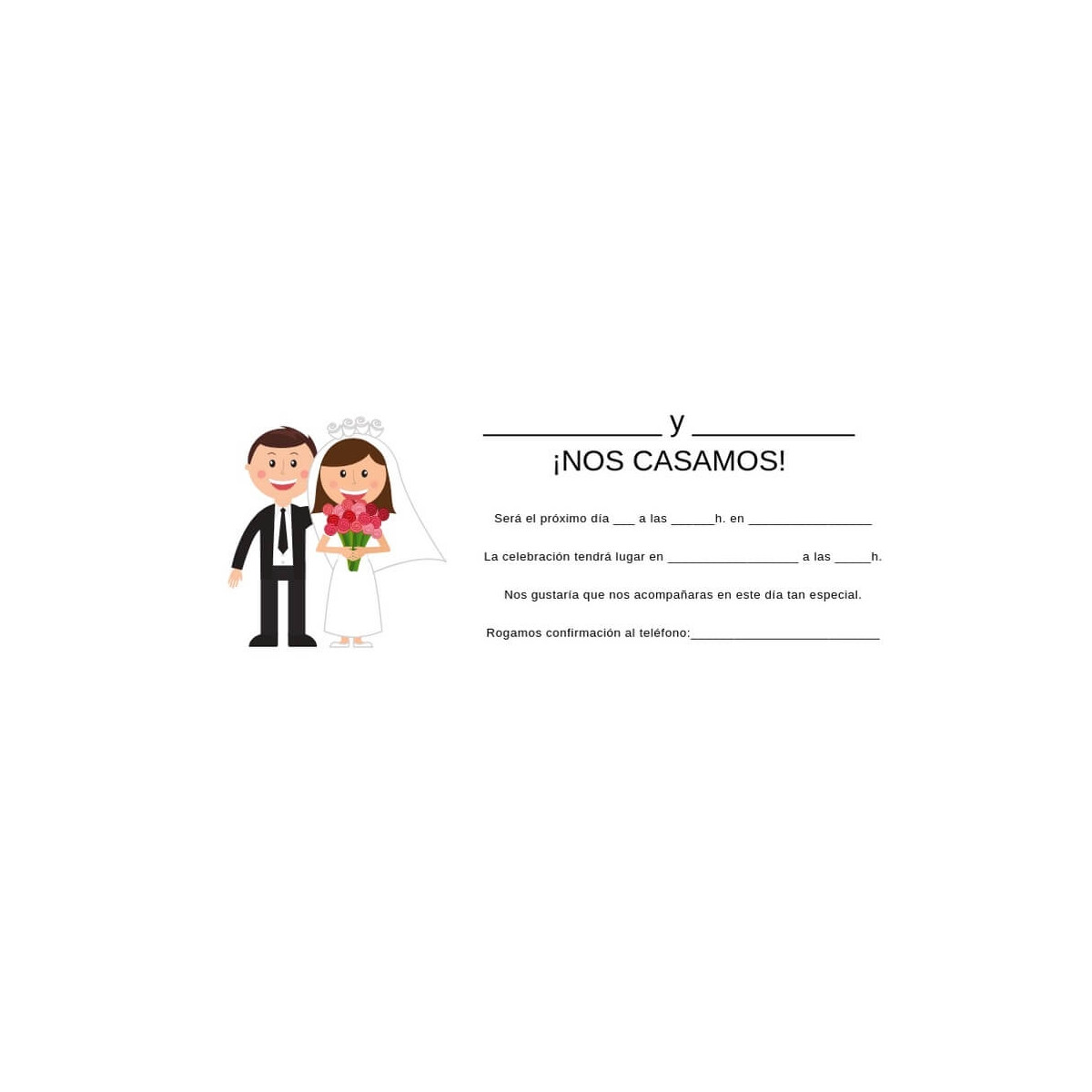 Convites de casamento para preencher