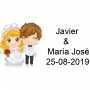 Lápis de cor em caixa kraft personalizada com adesivo de casamento com nomes e data