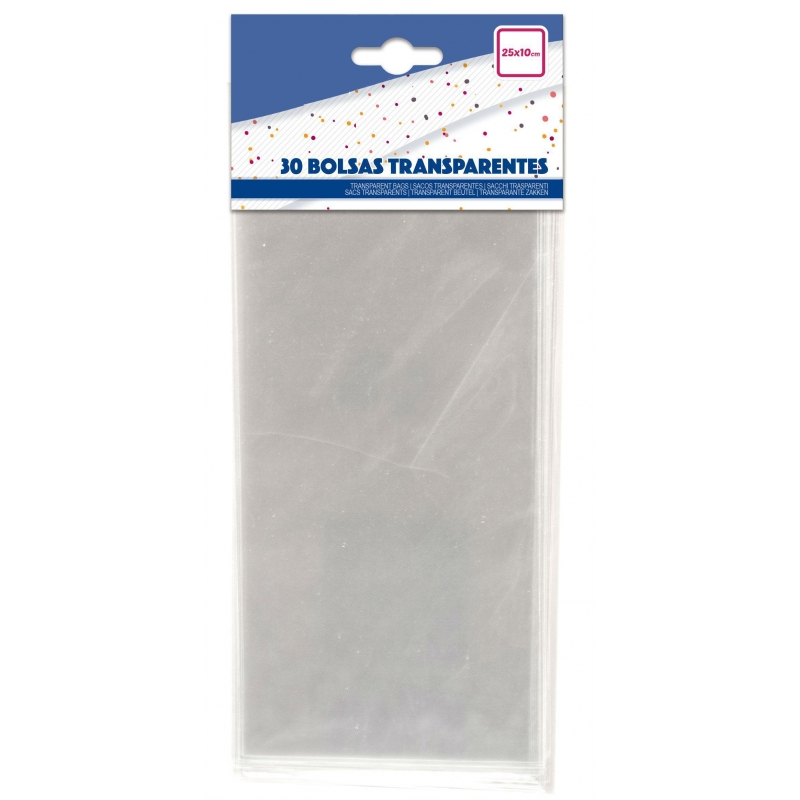 Bolsas Transparentes 25x10cm Pacote com 30 unidades