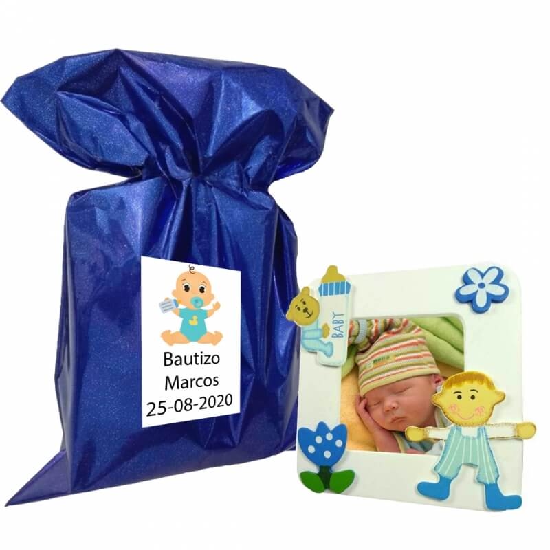 Moldura de fotos de bebê batizado personalizada