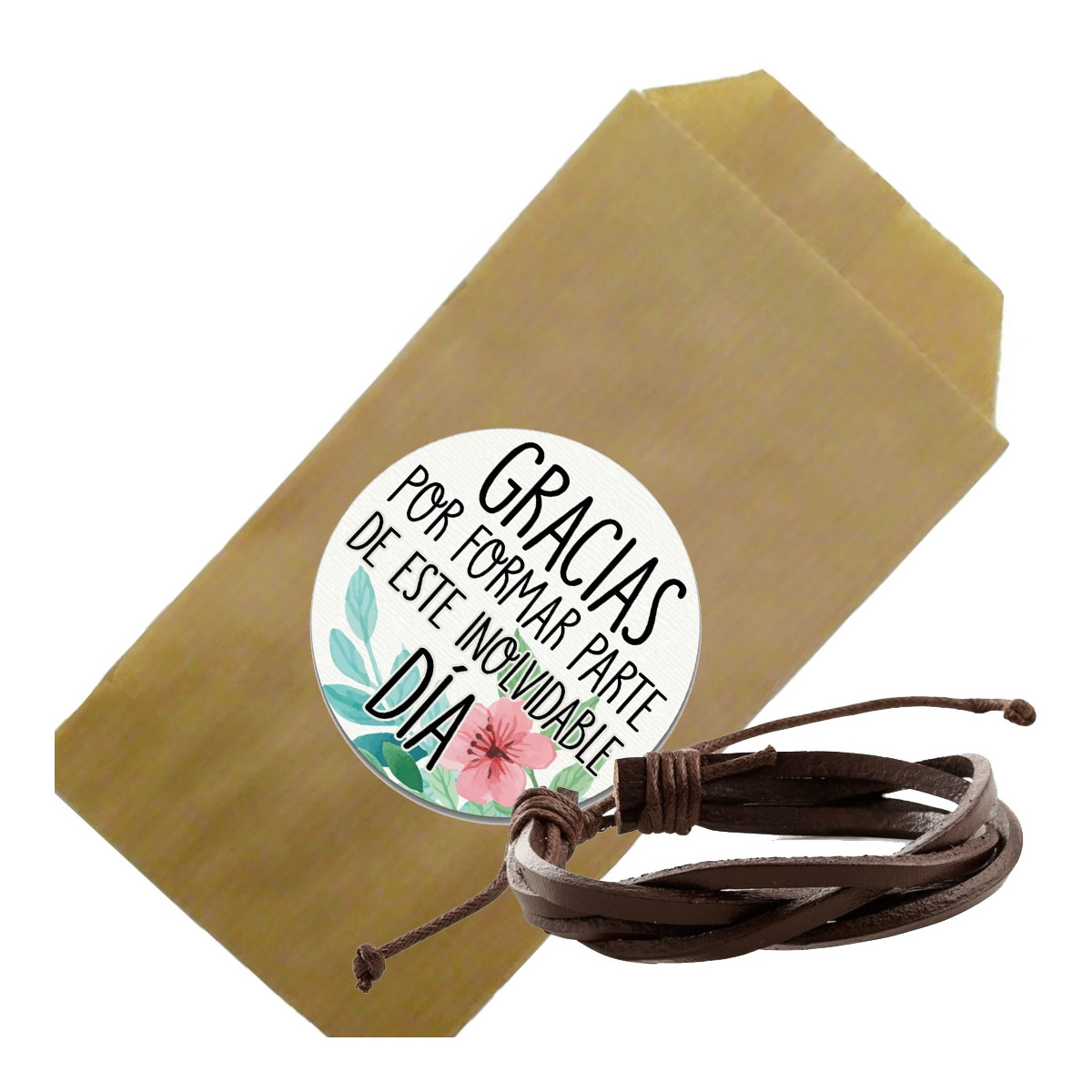 Pulseira masculina em envelope kraft com dedicatória