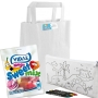 Estuche para colorir e guloseimas em bolsa personalizada com adesivo infantil
