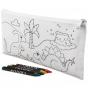 Estuche para colorir e guloseimas em bolsa personalizada com adesivo infantil
