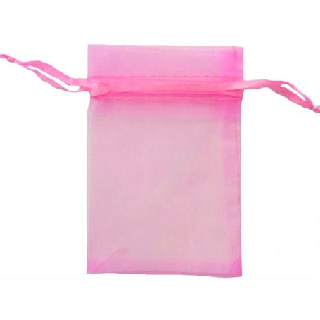 Saco de organza rosa chiclete 13 x 17