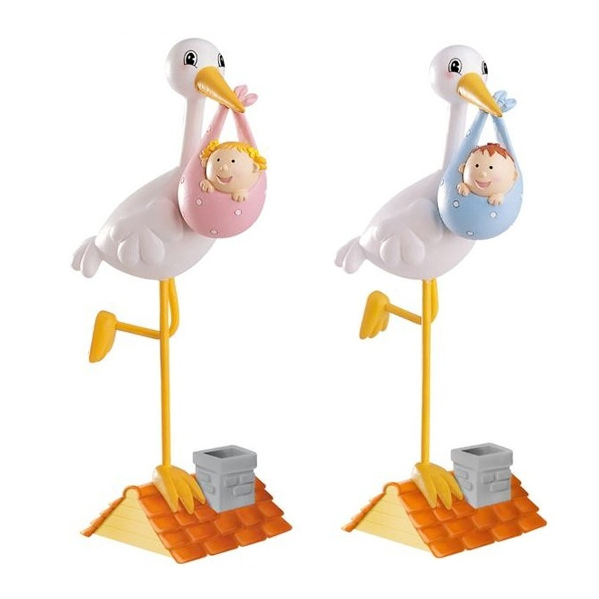 Figura cegonha bebê para bolo de batismo