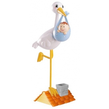 Figura cegonha bebê para bolo de batismo