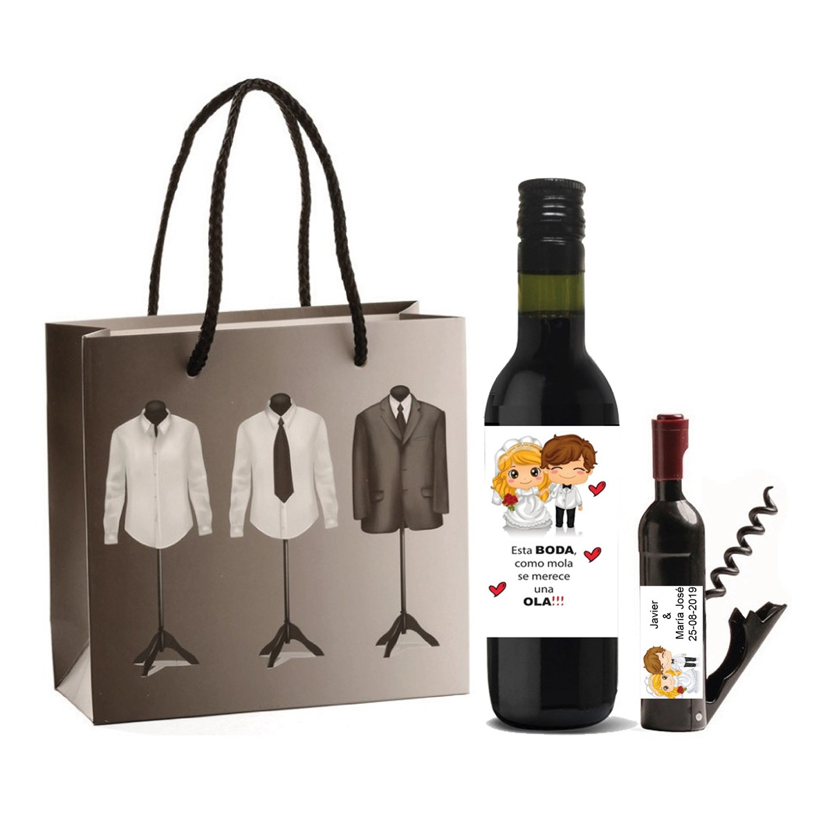 Detalhes do casamento para convidados set de vinho personalizado