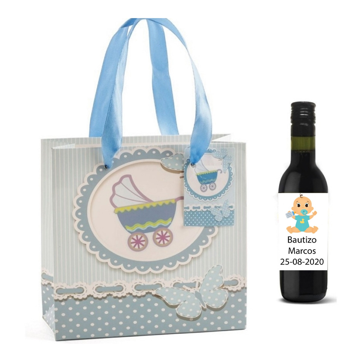 Botelinha de vinho personalizada para batizado
