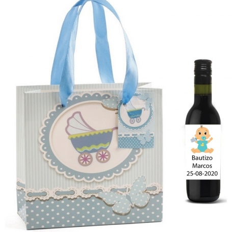 Botelinha de vinho personalizada para batizado