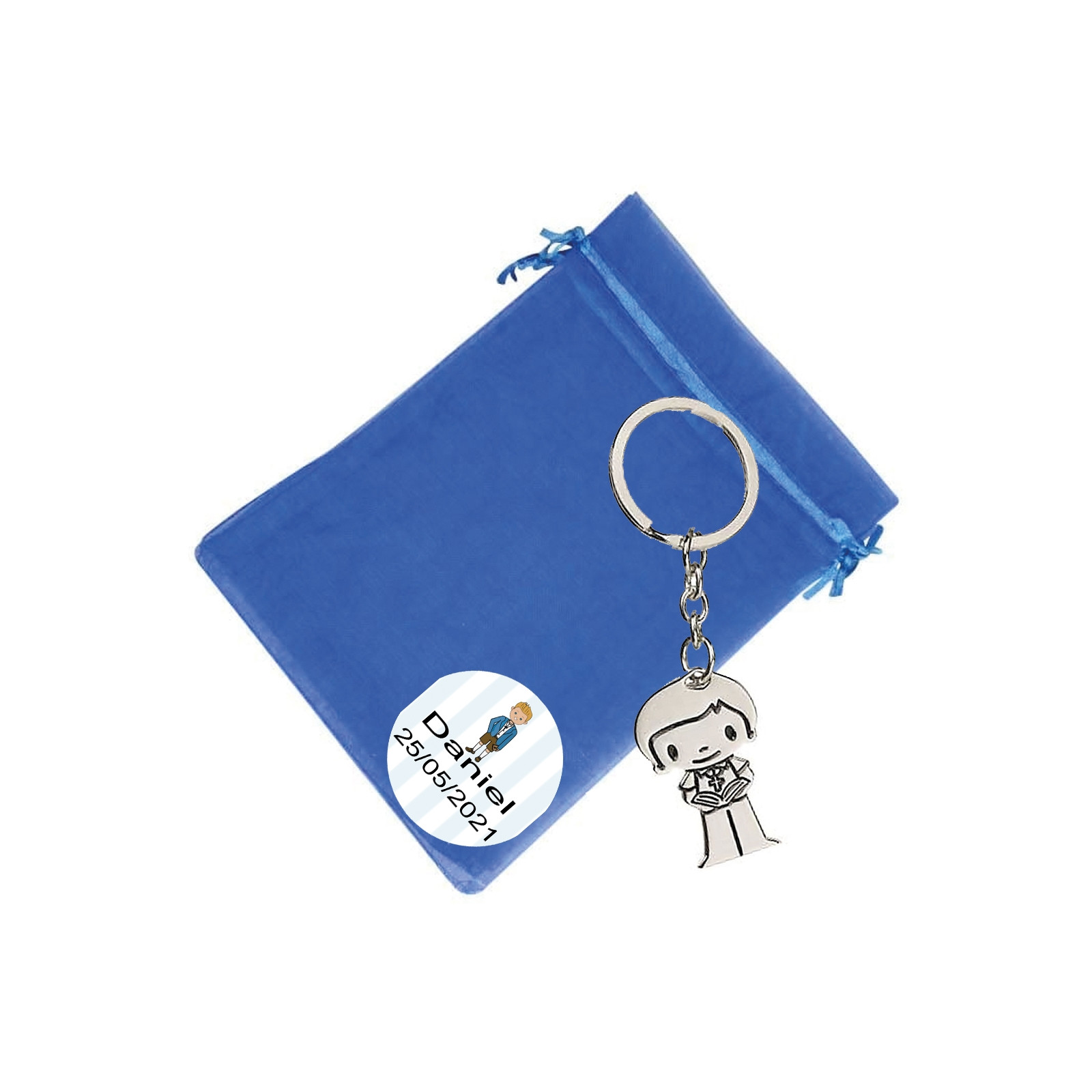 Chaveiro menino detalhes de comunhão personalizados