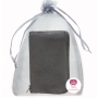Carteira de poliéster preto com bolsa de organza e adesivo personalizado Um detalhe elegante e prático