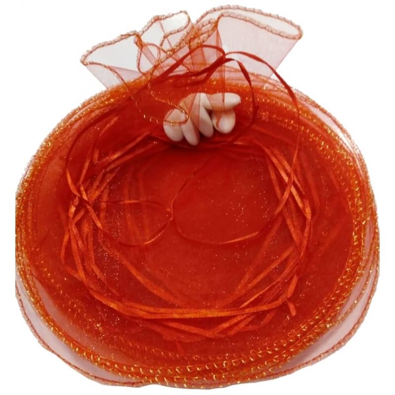 Bolsa de organza para arroz na cor vermelha e para pétalas
