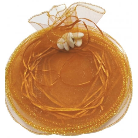 Saco de organza para arroz laranja escuro e pétala