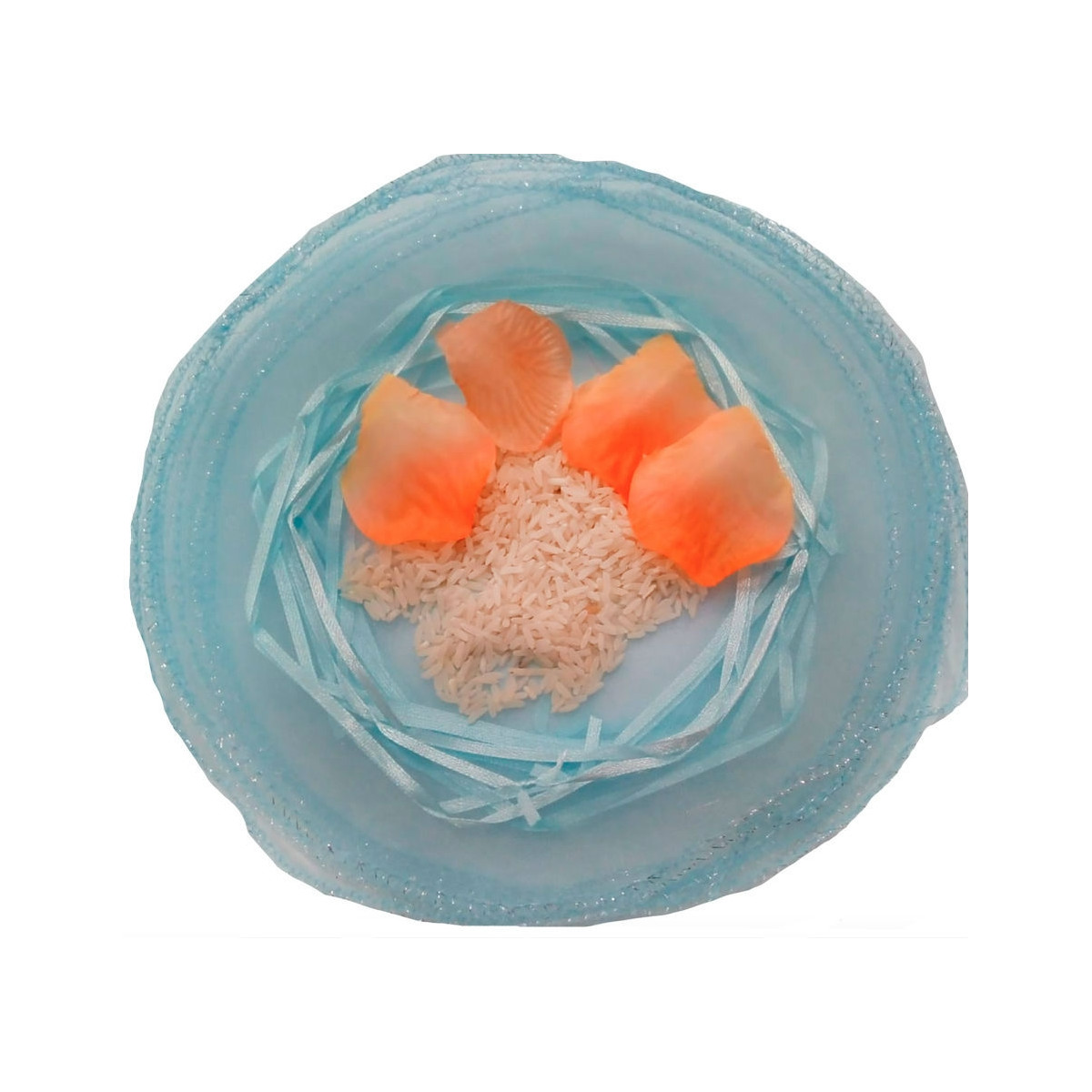 Bolsa de organza para arroz e pétalas