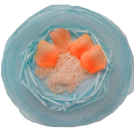 Bolsa de organza para arroz e pétalas
