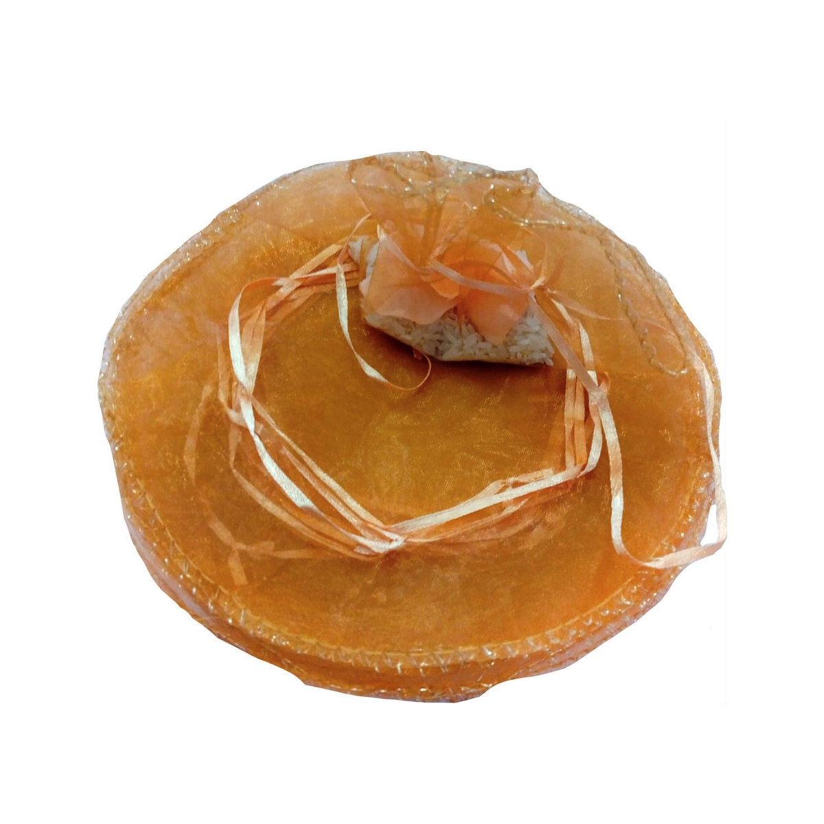 Bolsa de organza para arroz cor de laranja claro