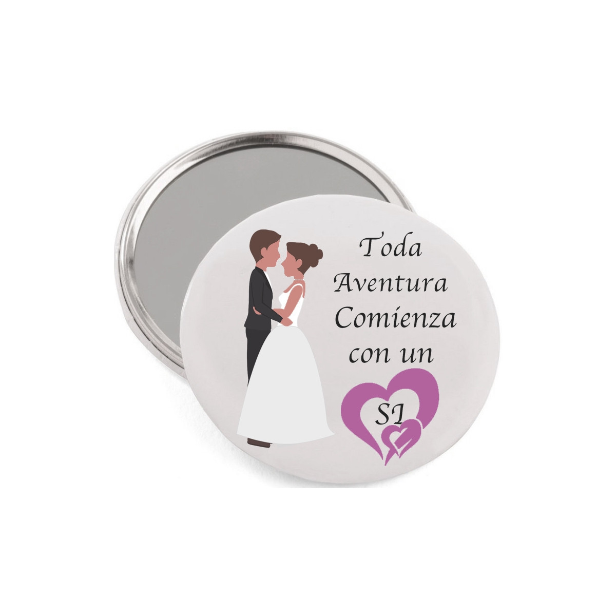 Espelho de Bolso com frase para Casamentos