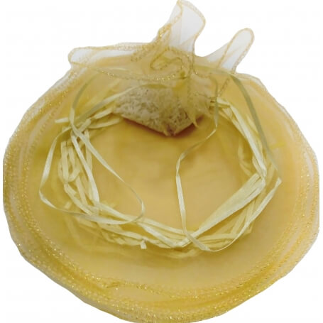 Saco de organza para arroz e pétalas cor dourada