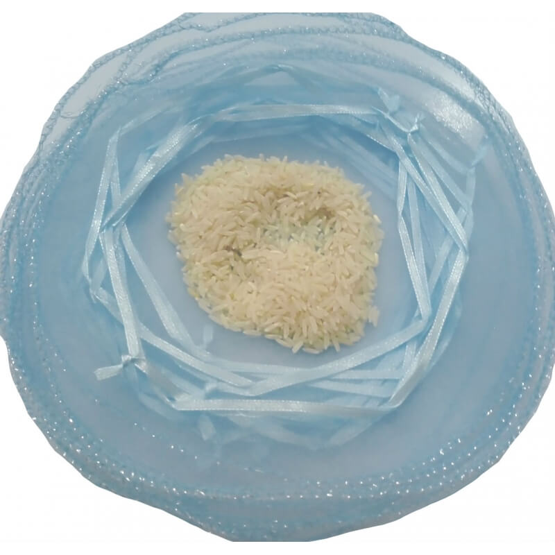 Saco de organza para arroz azul claro