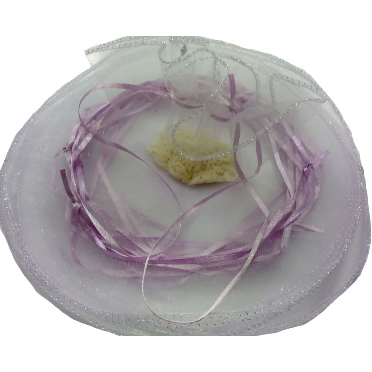 Saco de organza para arroz cor de lilás claro