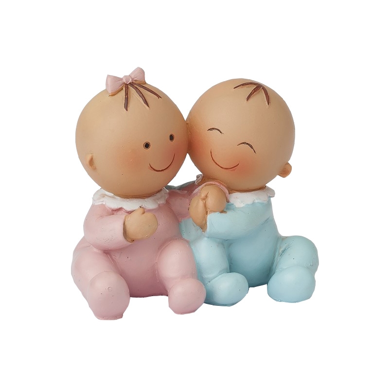 Figura batizado gêmeos para bolo barato