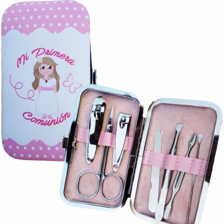 Detalhes de comunhão set de manicure meninas personalizado