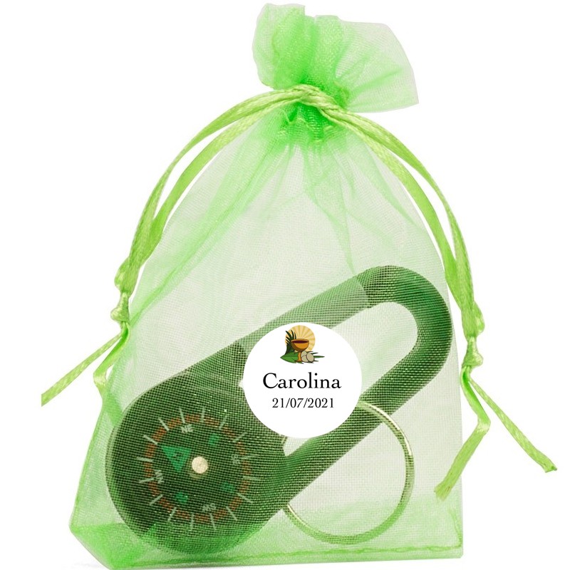 Bússola em bolsa de organza personalizada para comunhão