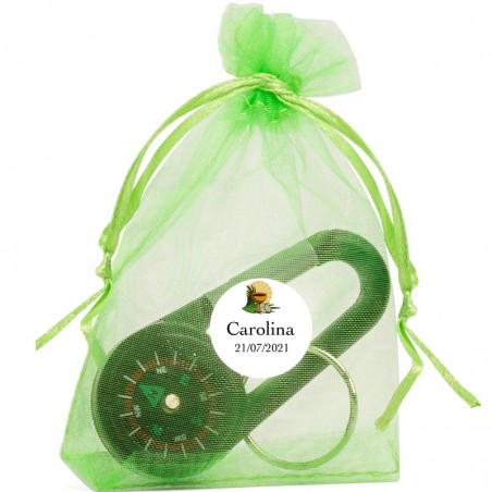 Bússola em bolsa de organza personalizada para comunhão