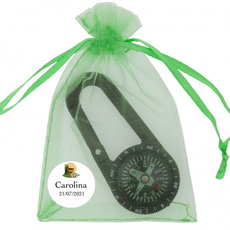Bússola em bolsa de organza personalizada para comunhão