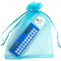 Calculadora solar em bolsa de organza personalizada para comunhão