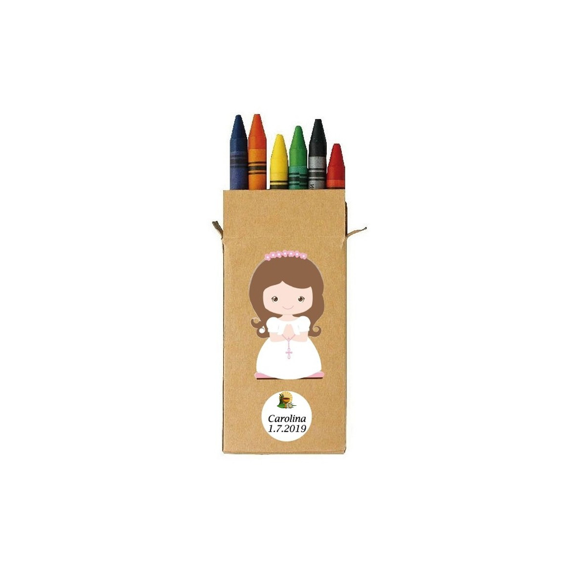 Lápis de cera para comunhão de menina personalizado