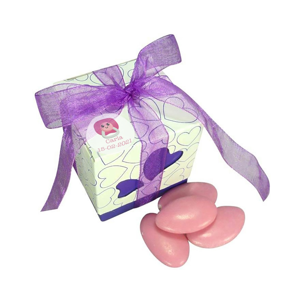 Caixas de doces personalizadas e decoradas para batizado de menina