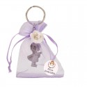 Chaveiro de comunhão para menina em bolsa de organza personalizada