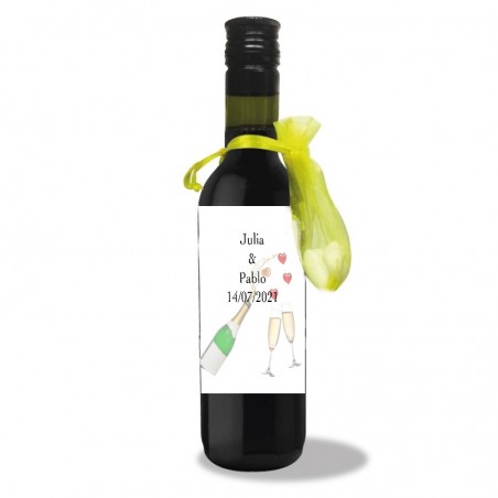 Botella de vino personalizada boda 