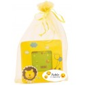 Porta-retrato infantil em saquinho de organza personalizado com adesivo infantil