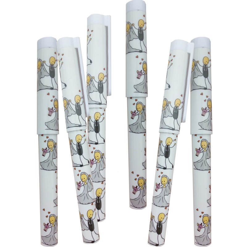 Caneta de Casamento com Design de Noivos Uma Lembrança Prática e Divertida