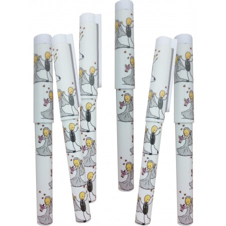 Caneta de Casamento com Design de Noivos Uma Lembrança Prática e Divertida