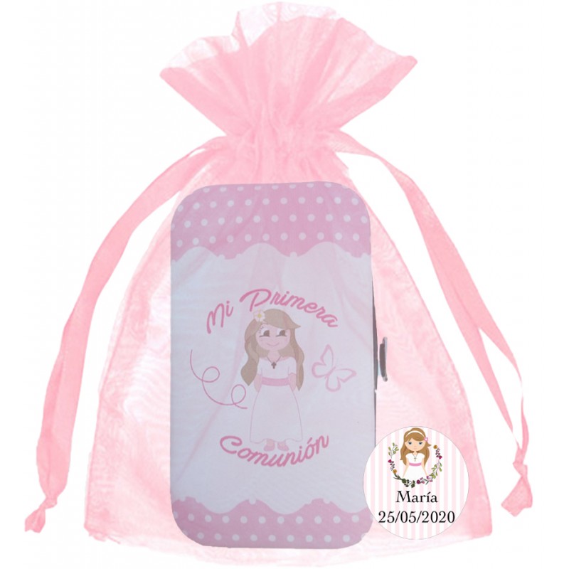 Detalhes de comunhão set de manicure meninas personalizado