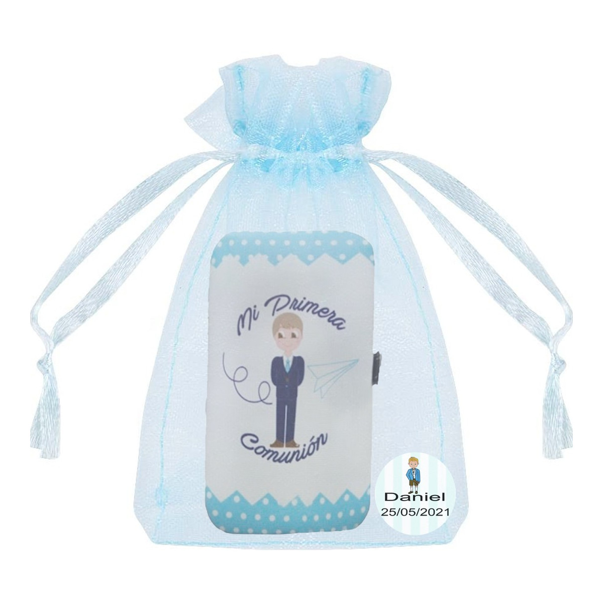 Conjunto de manicure comunhão em bolsa de organza personalizada