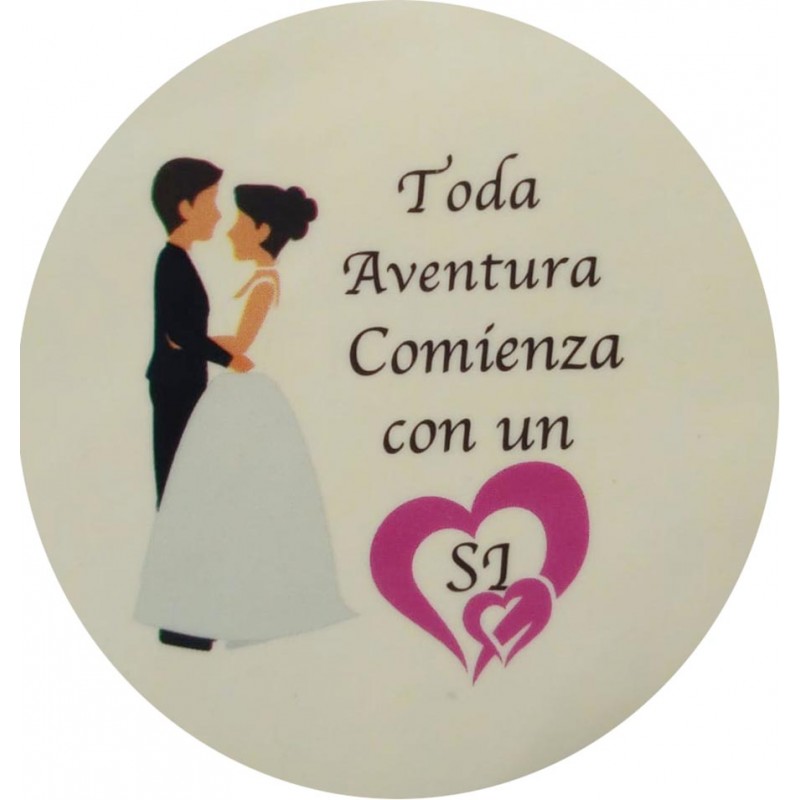 Adesivo redondo casamento tamanho mini